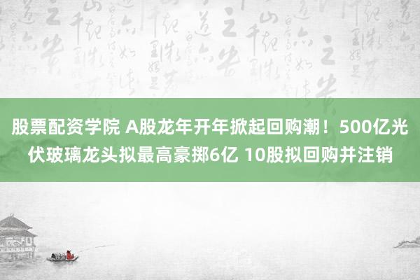 股票配资学院 A股龙年开年掀起回购潮！500亿光伏玻璃龙头拟最高豪掷6亿 10股拟回购并注销