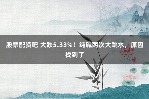 股票配资吧 大跌5.33%！纯碱两次大跳水，原因找到了