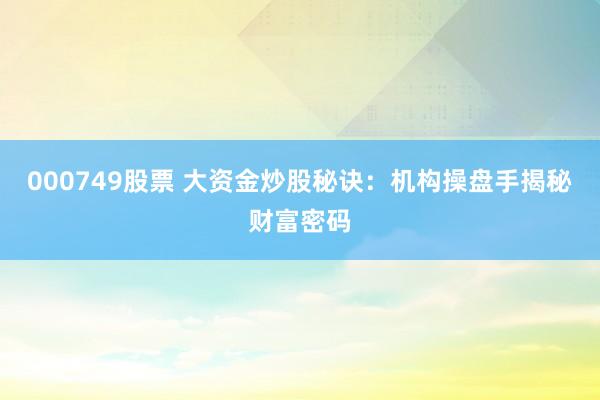 000749股票 大资金炒股秘诀：机构操盘手揭秘财富密码